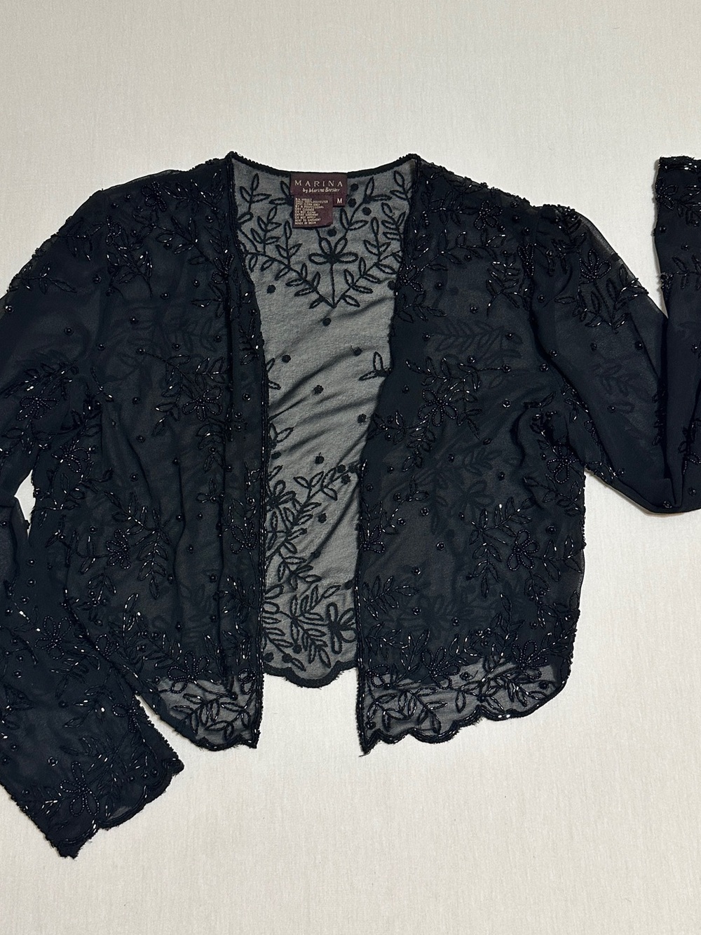 Marina Beaded Black Mesh Bolero Jacket